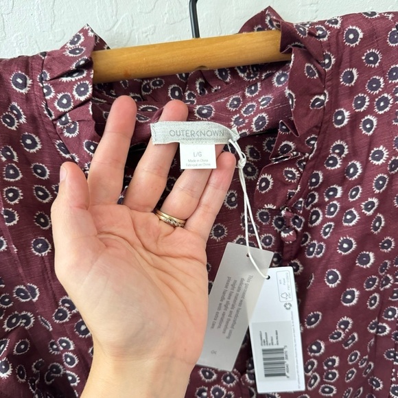 Outerknown Stardust midi dress plum laurel Cotton Silk L - Picture 6 of 10